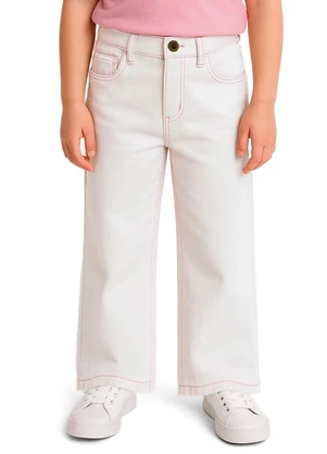 Carinhoso - Calça Wide Leg em Sarja Off White - CARINHOSO