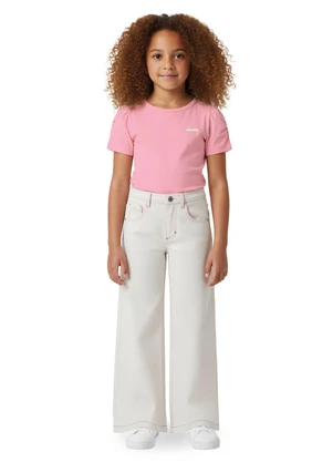 Carinhoso - Calça Wide Leg em Sarja Off White - CARINHOSO