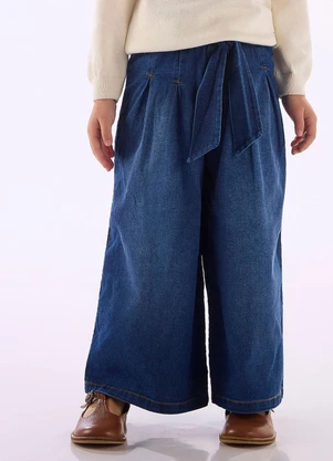 Up Baby - Calça Wide Leg Faixa Azul - UP BABY