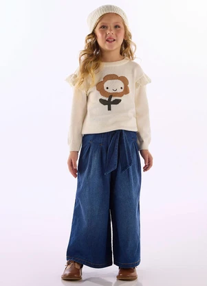 Up Baby - Calça Wide Leg Faixa Azul - UP BABY