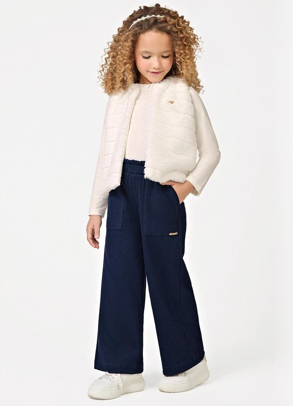 Trick Nick - Calça Wide Leg Feminina Infantil Azul 5