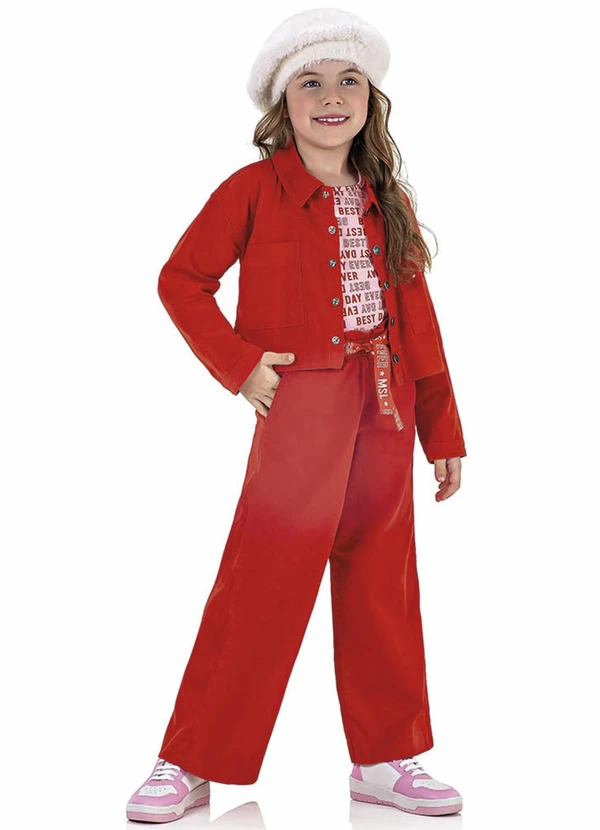 Marisol - Calça Wide Leg Infantil Feminina Vermelho 2