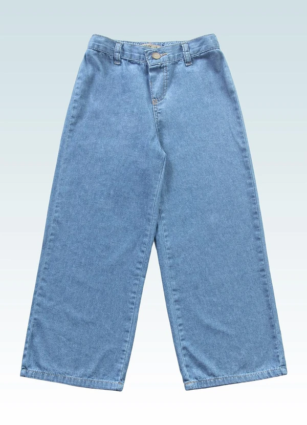 Fakini Kids - Calça Wide Leg Jeans Azul