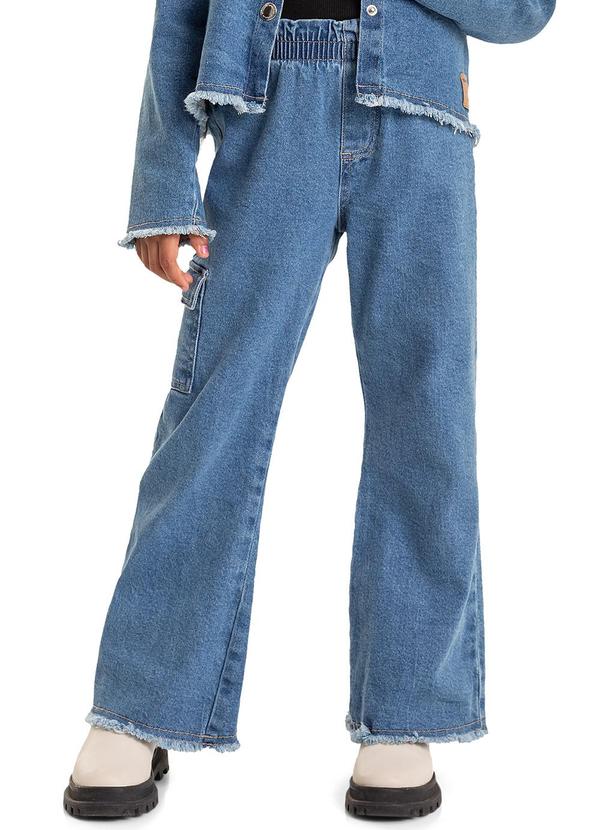 Quimby - Calça Wide Leg Jeans Infantil Menina Azul