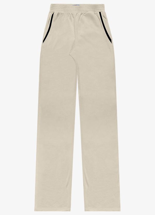 Minty - Calça Wide Leg Moletinho Feminina Bege