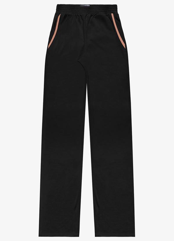 Minty - Calça Wide Leg Moletinho Feminina Preto
