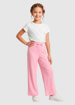 Turminha - Calça Wide Leg Ribana Rosa - TURMINHA