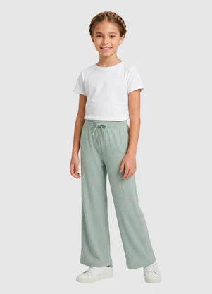 Turminha - Calça Wide Leg Ribana Verde - TURMINHA