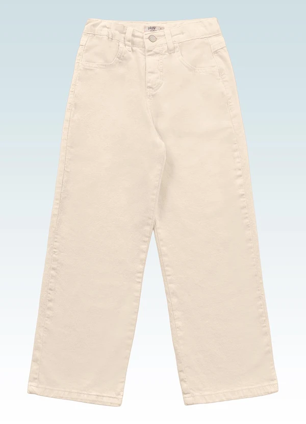Fakini Kids - Calça Wide Leg Sarja Bege