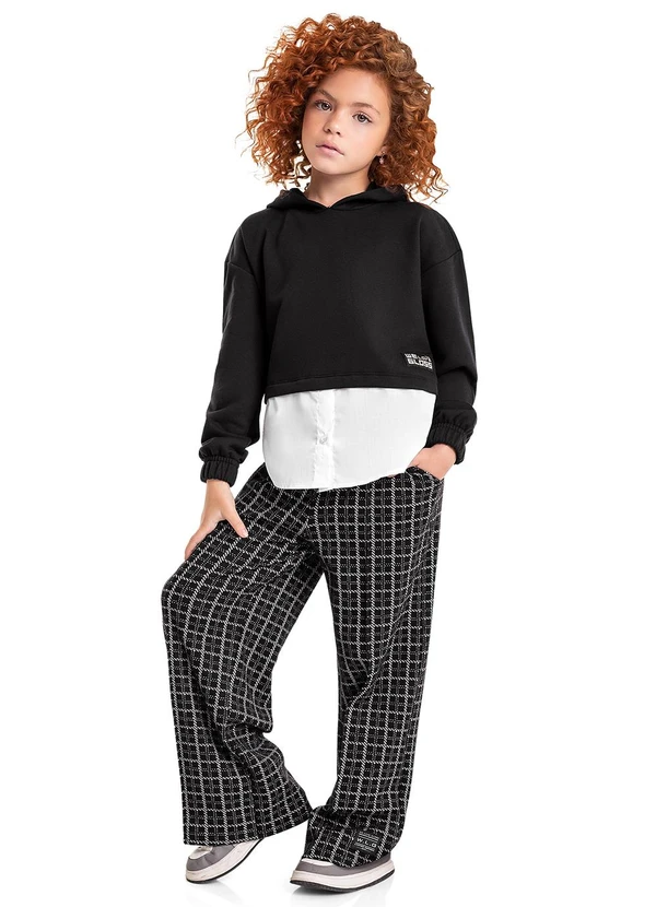 Gloss - Calça Xadrez em Malha Jacquard Juvenil Preto 2