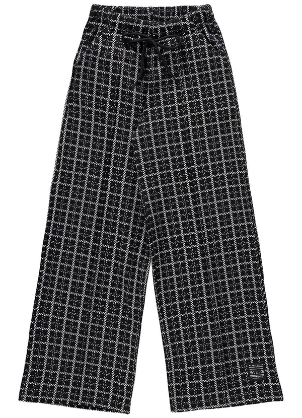 Gloss - Calça Xadrez em Malha Jacquard Juvenil Preto 3