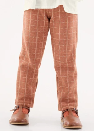 Up Baby - Calça Xadrez Infantil para Menina Marrom - UP BABY