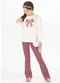 Alakazoo - Conjunto Menina com Calça e Blusão Bordado Rosa - variação: Rosa