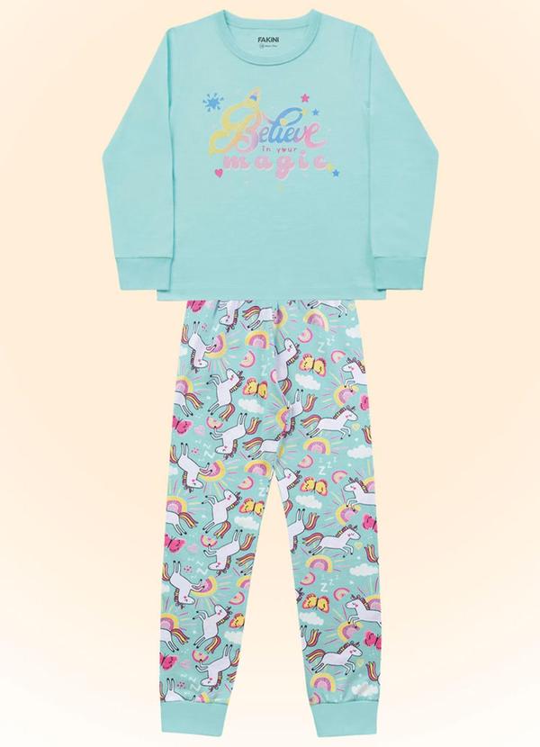 Fakini Kids - Conjunto Pijama Blusa M/Longa/Calca Azul 3