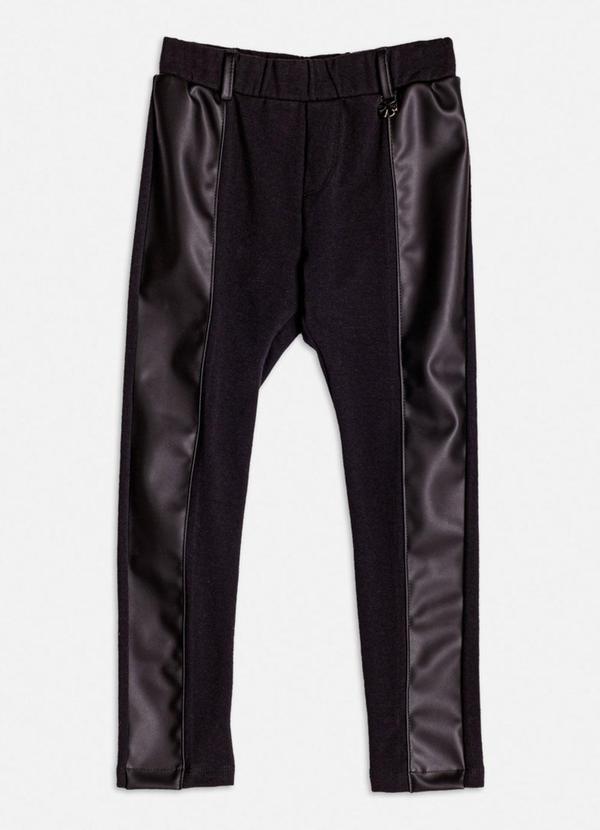 Momi - Legging Fake Leather Montaria com Recorte Preto