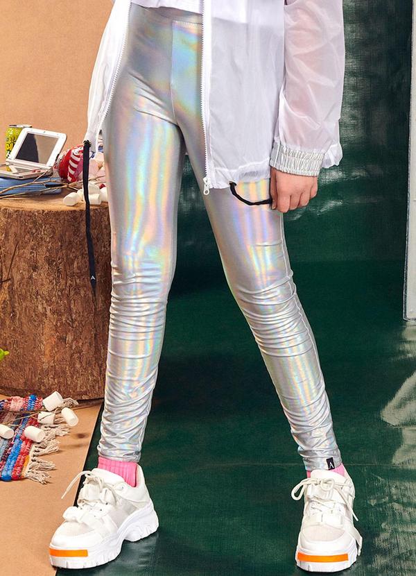 I Am - Legging Feminino Teen Holográfica Prata