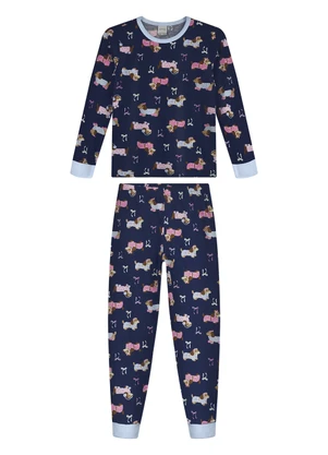 Alakazoo - Pijama Feminino Estampado com Calça Azul - ALAKAZOO