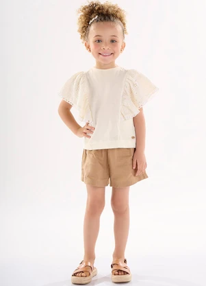 Up Baby - Bata em Meia Malha Linho Bege - UP BABY