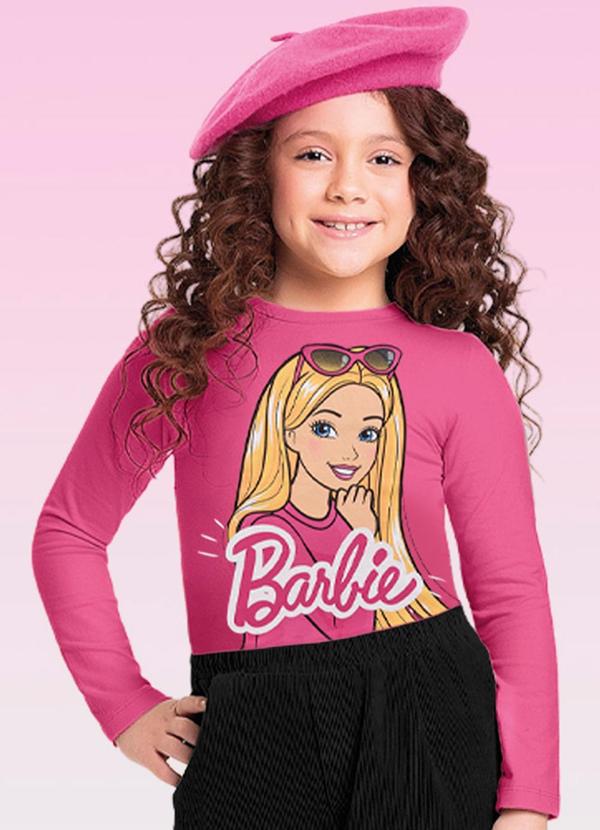 Barbie - Blusa Manga Longa Barbie Mattel Rosa