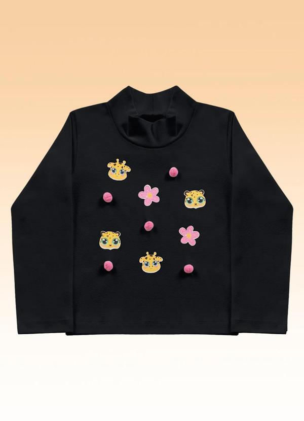 Fakini Kids - Blusa Manga Longa Preto