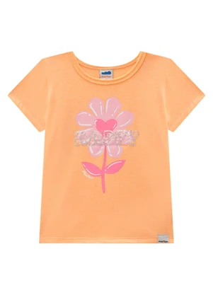 Marlan - Blusa Menina em Meia Malha Penteada Laranja - MARLAN
