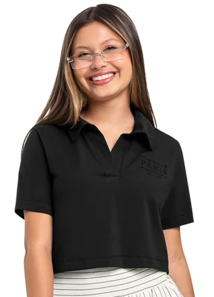 Blusa Polo em Cotton para Menina Gloss Preto - GLOSS