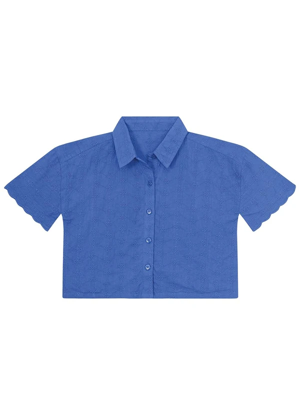 Carinhoso - Camisa Azul Marinho Cropped em Laíse Menina 3