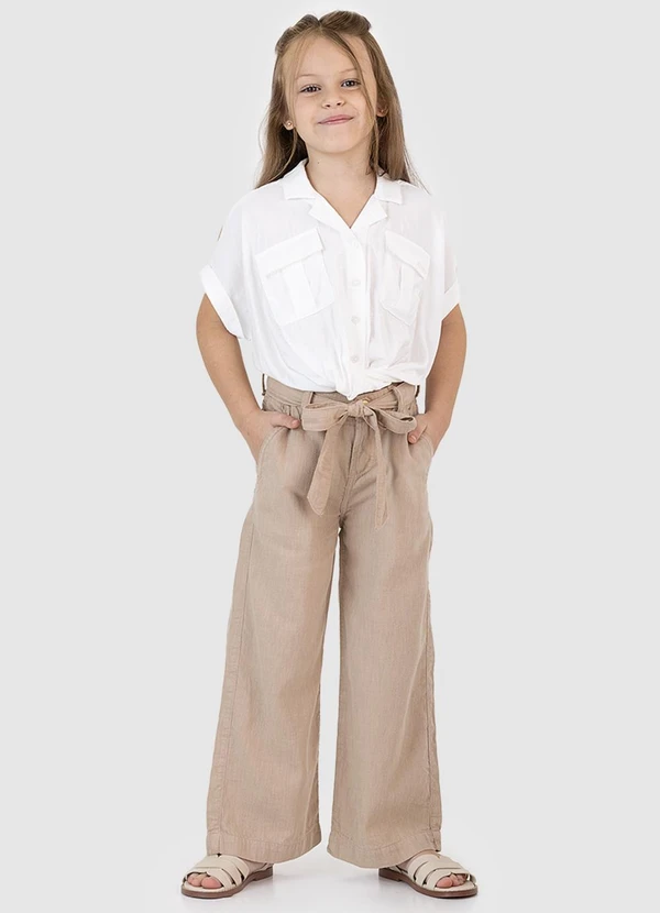 Carinhoso - Camisa Box Cropped em Viscose Menina Branco 3