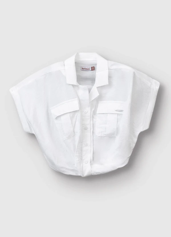 Carinhoso - Camisa Box Cropped em Viscose Menina Branco 4