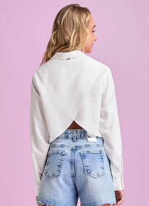 I Am - Camisa Casual com Strass Branco - I AM