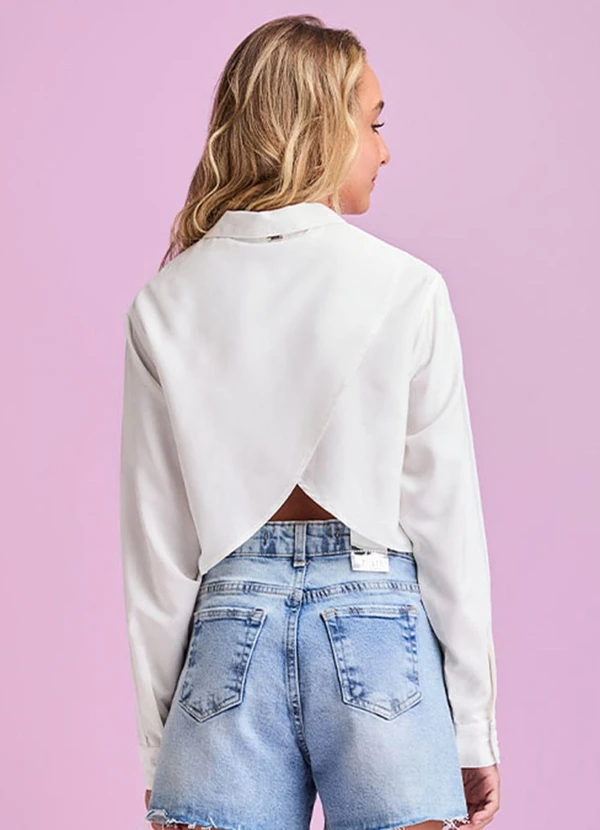 I Am - Camisa Casual com Strass Branco 2