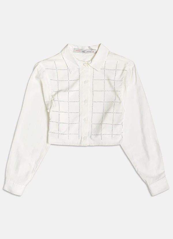 I Am - Camisa Casual com Strass Branco 3