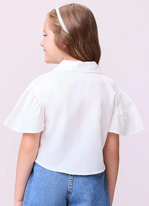 Momi - Camisa com Strass na Gola Off White - MOMI