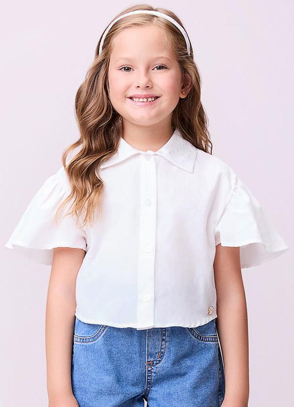 Momi - Camisa com Strass na Gola Off White