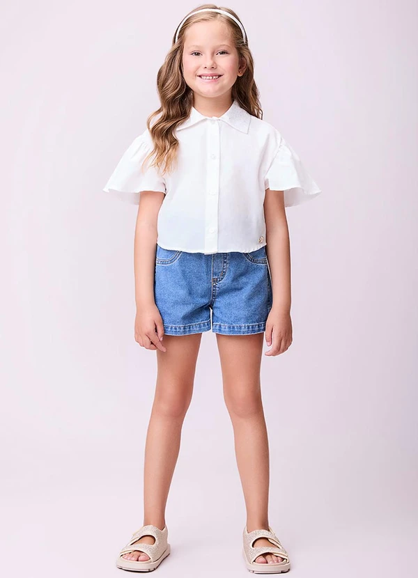 Momi - Camisa com Strass na Gola Off White 3