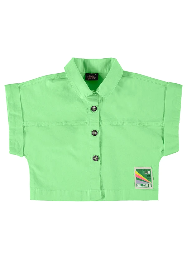 Gloss - Camisa Cropped em Sarja Verde 3