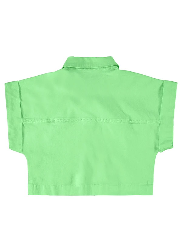 Gloss - Camisa Cropped em Sarja Verde 4