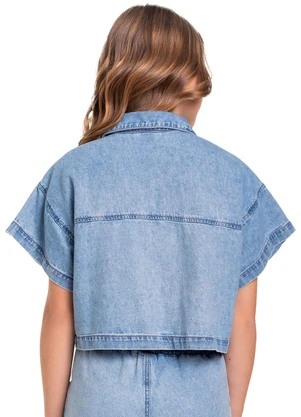 Gloss - Camisa Cropped Jeans Juvenil Azul - GLOSS
