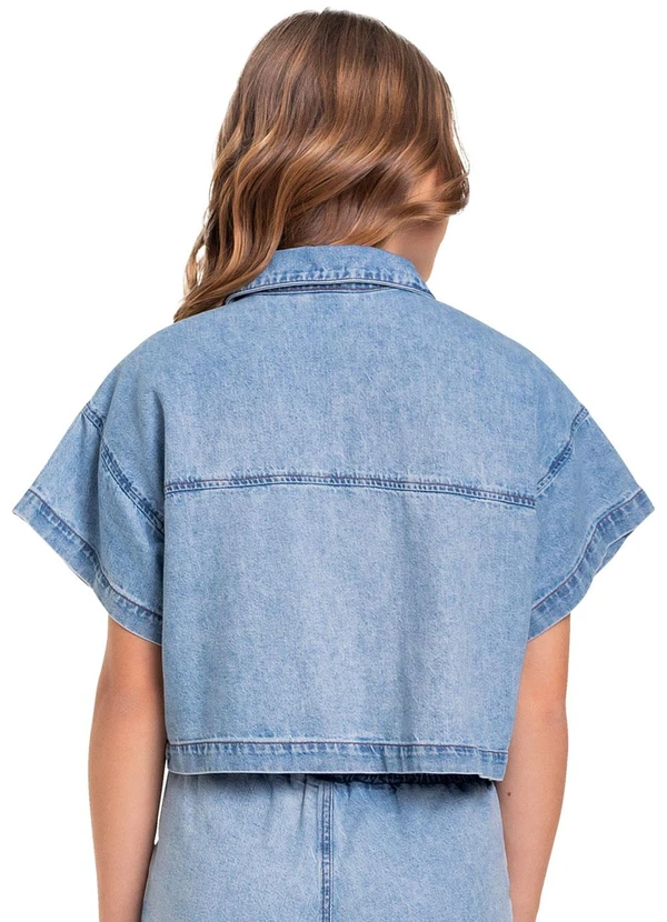 Gloss - Camisa Cropped Jeans Juvenil Azul 2