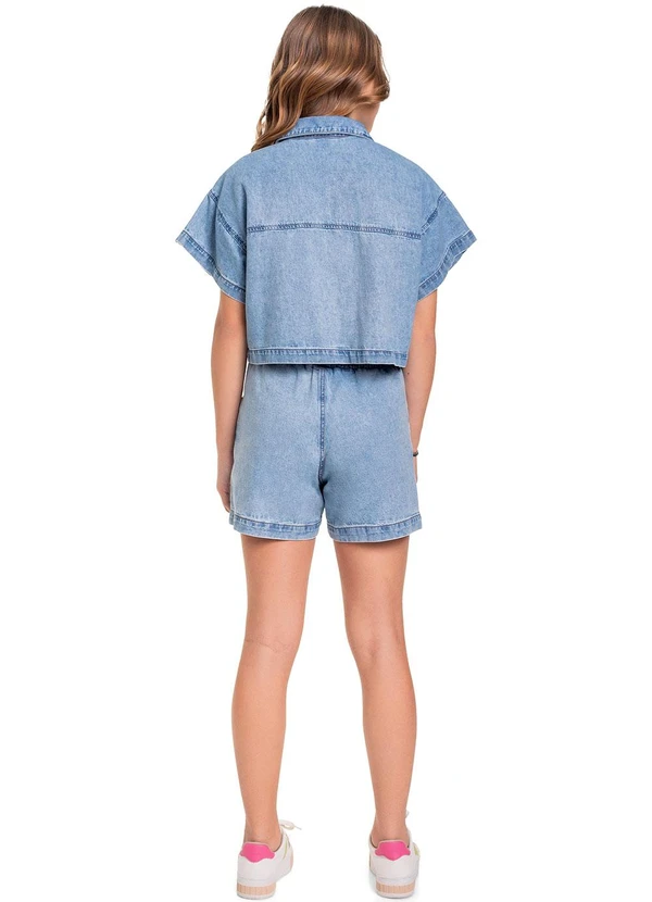 Gloss - Camisa Cropped Jeans Juvenil Azul 4