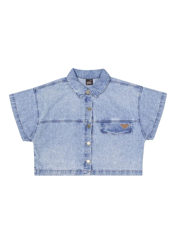 Gloss - Camisa Cropped Jeans Juvenil Azul 5