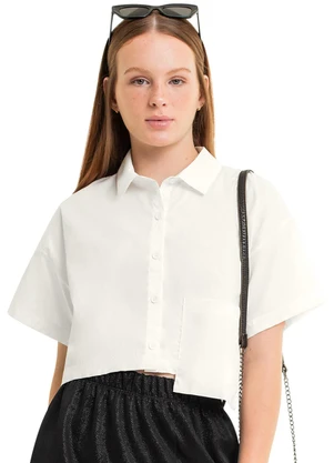 Gloss - Camisa Cropped Juvenil Bege - GLOSS