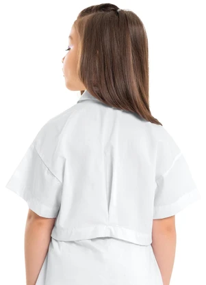 Gloss - Camisa Cropped Juvenil em Tricoline Branco - GLOSS