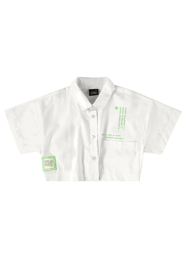 Gloss - Camisa Cropped Juvenil em Tricoline Branco 5