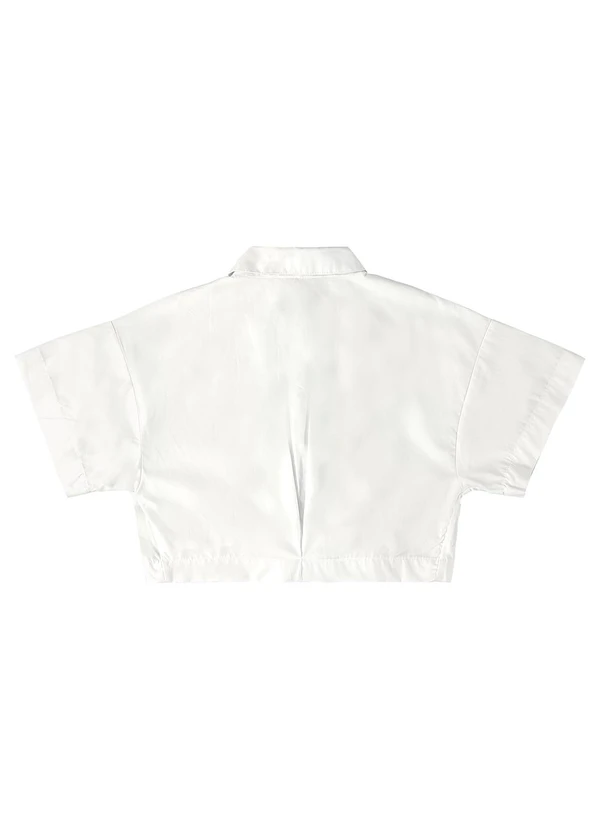 Gloss - Camisa Cropped Juvenil em Tricoline Branco 6