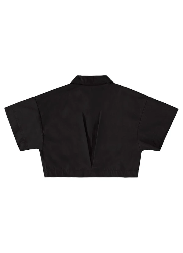 Gloss - Camisa Cropped Juvenil em Tricoline Preto 6