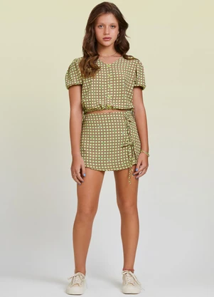 I Am - Camisa Cropped Xadrez Verde - I AM