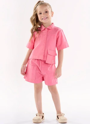 Up Baby - Camisa em Sarja Rosa - UP BABY