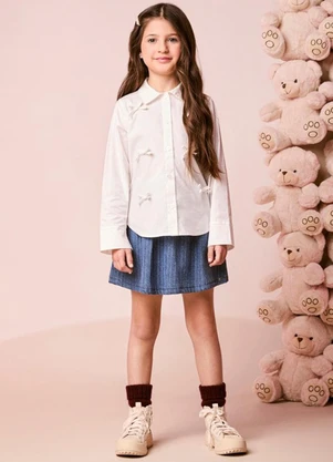 Momi - Camisa Infantil de Manga Longa com Lacinhos - MOMI