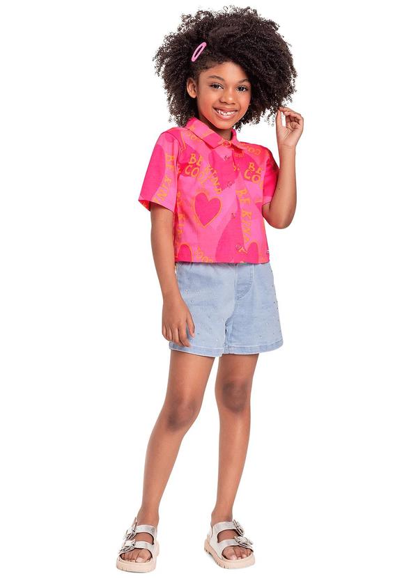 Quimby - Camisa Infantil em Meia Malha Menina Rosa